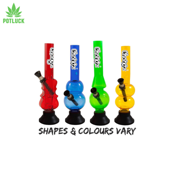Chongz branded 20cm high quality acrylic plastic waterpipe with metal bowl and pipe screens