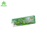 Juicy Jay Green Trip 1 1/4 rolling papers booklet open, smooth slow-burn papers designed for easy and controlled rolling.