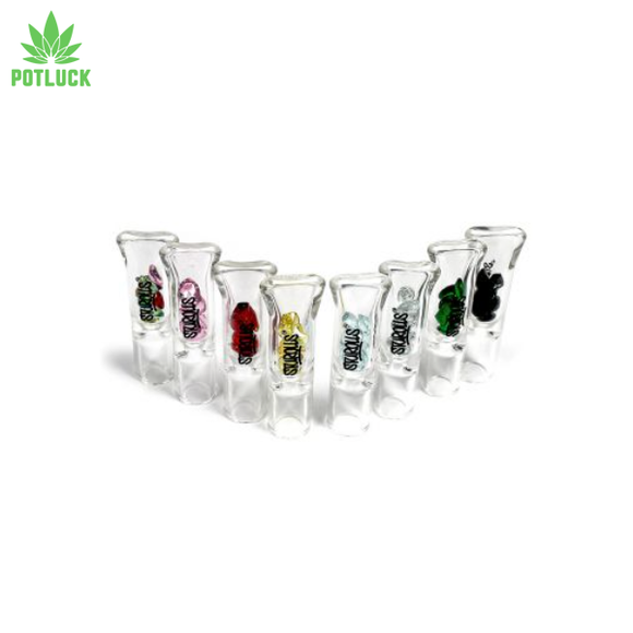 reusable glass tip for joints or blunts with coloured diamonds to stop tobacco coming into yoru mouth