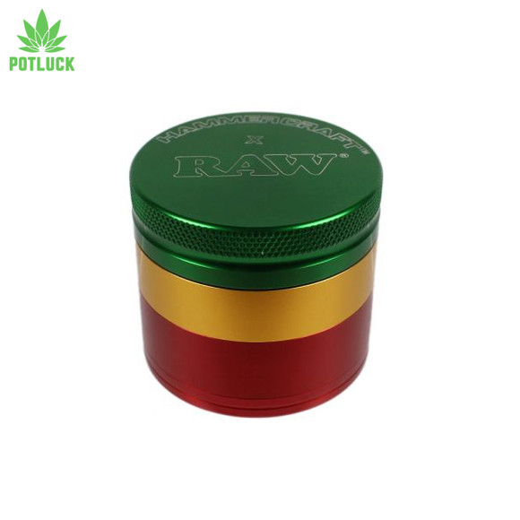 Raw 63mm Rasta coloured herb grinder