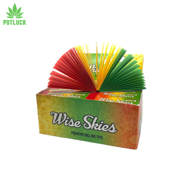 Wise skies Rasta coloured premium rolling tips with perforations