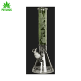  The bong is 44 cm of height and the glass and the chillum is 18.8mm. It comes with some ice noches that can hold some cubes for cooling your smoke.  7mm thick glass