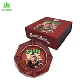 Best Buds crystal ashtray with Japanese sushi eating