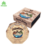 Best Buds crystal ashtray with Cookie and a bud sitting in a bowl of cream smoking a joint