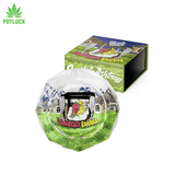 Best Buds crystal ashtray with a strawberry and a banana lying in bed together