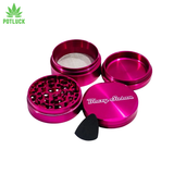 Blazy Susan 63mm aluminium grinder with removable pollen catcher and mesh screen