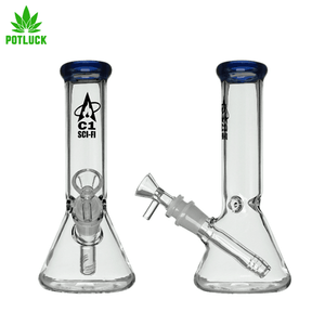 - Flared Beaker Design - Ice Catcher Inside Bong Neck 20 cm tall Blue rim