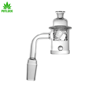 - Thick Banger Base Allows For Heat Retention  - Cyclone Riptide Cap With Air Intake Grooves  - Quartz Glass Bead - Swirls In A Vortex As You Inhale Knocking Up All The Extract Inside The Banger!