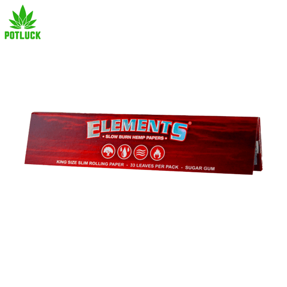  Elements Red are made of slow burning hemp. Each sheet has about 30% more stored energy than our Elements rice papers, so Elements Red outperform with moister and denser smoking materials.