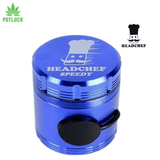 Headchef speedy grinder with bung for speed , which makes it much easier to pour out all of the herbs Blue