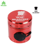 Headchef speedy grinder with bung for speed , which makes it much easier to pour out all of the herbsRed