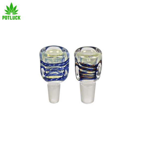 Square Glass Bowl 14mm Frosted Socket, rope design within the glass, really thick glass walls 