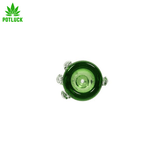 This bowl is green and has a claw (3 talons) holding it in place. top down look shows the capacity to be medium to large