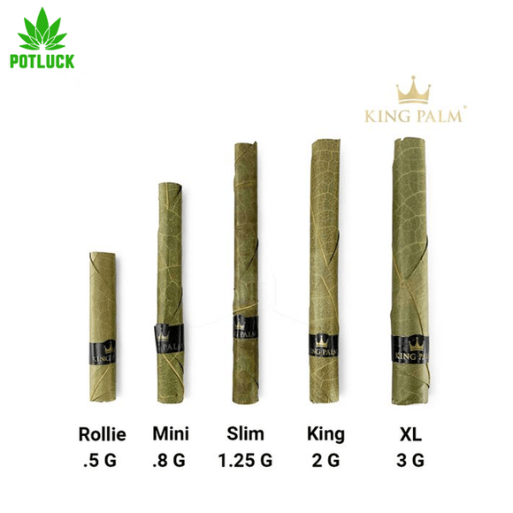 King palms pre rolls range from 0.5grams Rollie, 0.8g Mini, 1.25g Slim, 2g King and 3g XL