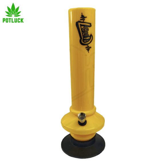 30cm Tough Acrylic waterpipe Yellow, featuring a saucer shaped chamber