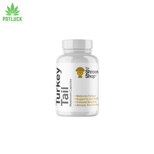 “The Shroom Shop Turkey Tail Mushroom Capsules 48,000mg — immune support supplement bottle”