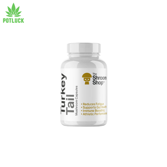 “The Shroom Shop Turkey Tail Mushroom Capsules 48,000mg — immune support supplement bottle”