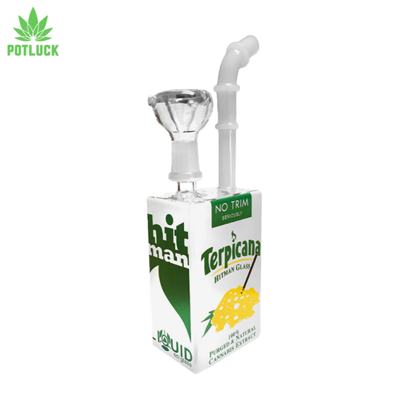 Tropicana juice box glass bong with a glass straw for a mouth piece